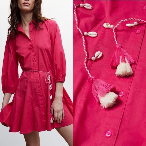 Mango Dresses & Skirts - MANGO Cord Shirt Dress Pink/Magenta NWT Size Small